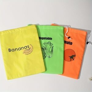 3PC Reusable Fruit /Veggies Bags Eco Living Sustainable Grocery Drawstring Bag